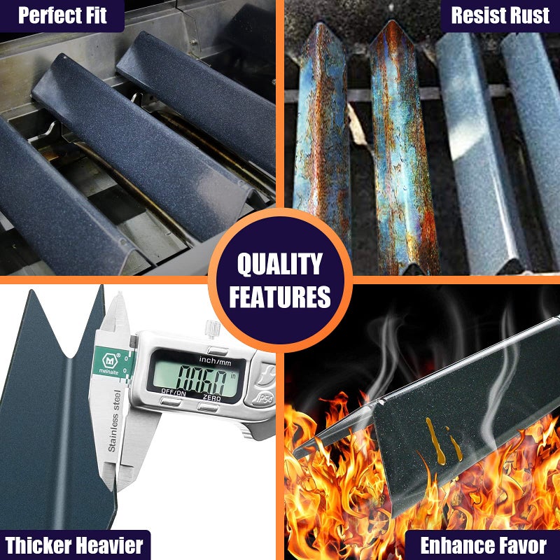 GRISUN 15.3" Flavorizer Bars for Weber Spirit 300, GS4 Spirit II 300 Series E310 E320 E330 S310 S320 S330 (2013-Current) - 5 Pack Porcelain Steel Heat Plates Replacement for Weber 7636 69797 68843 - Image 5